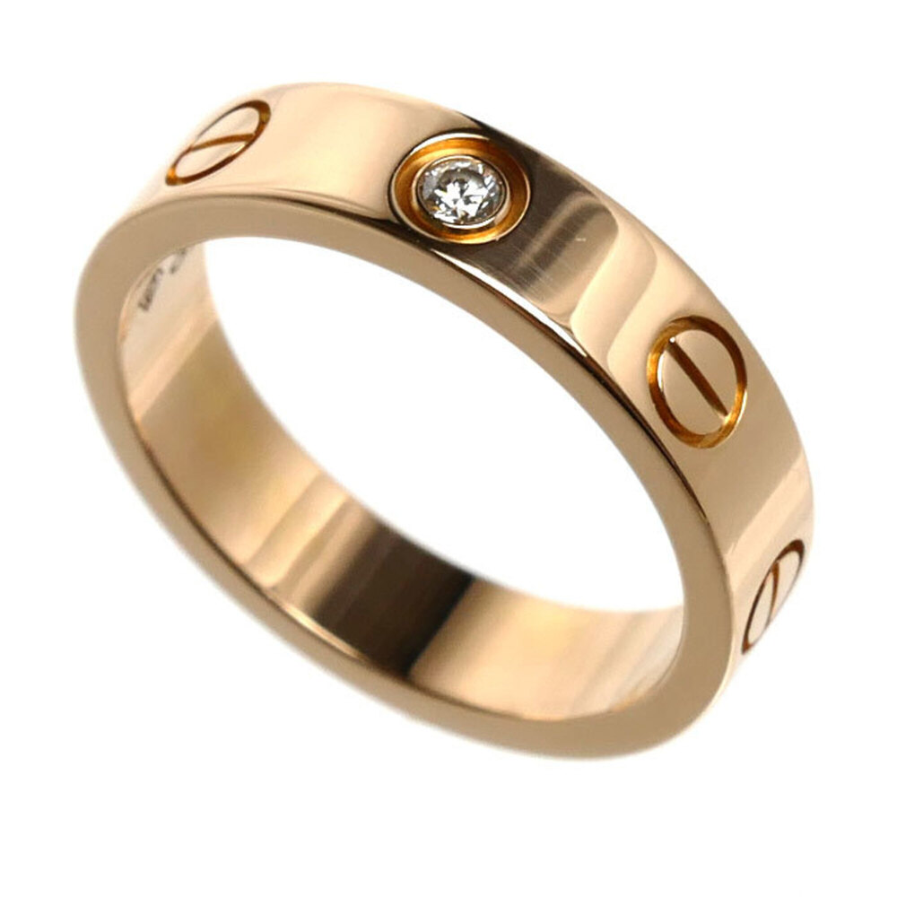 CARTIER Mini Love Ring in 18K Pink Gold (B4050746), Diamond, Size 46, 3.9g, W...